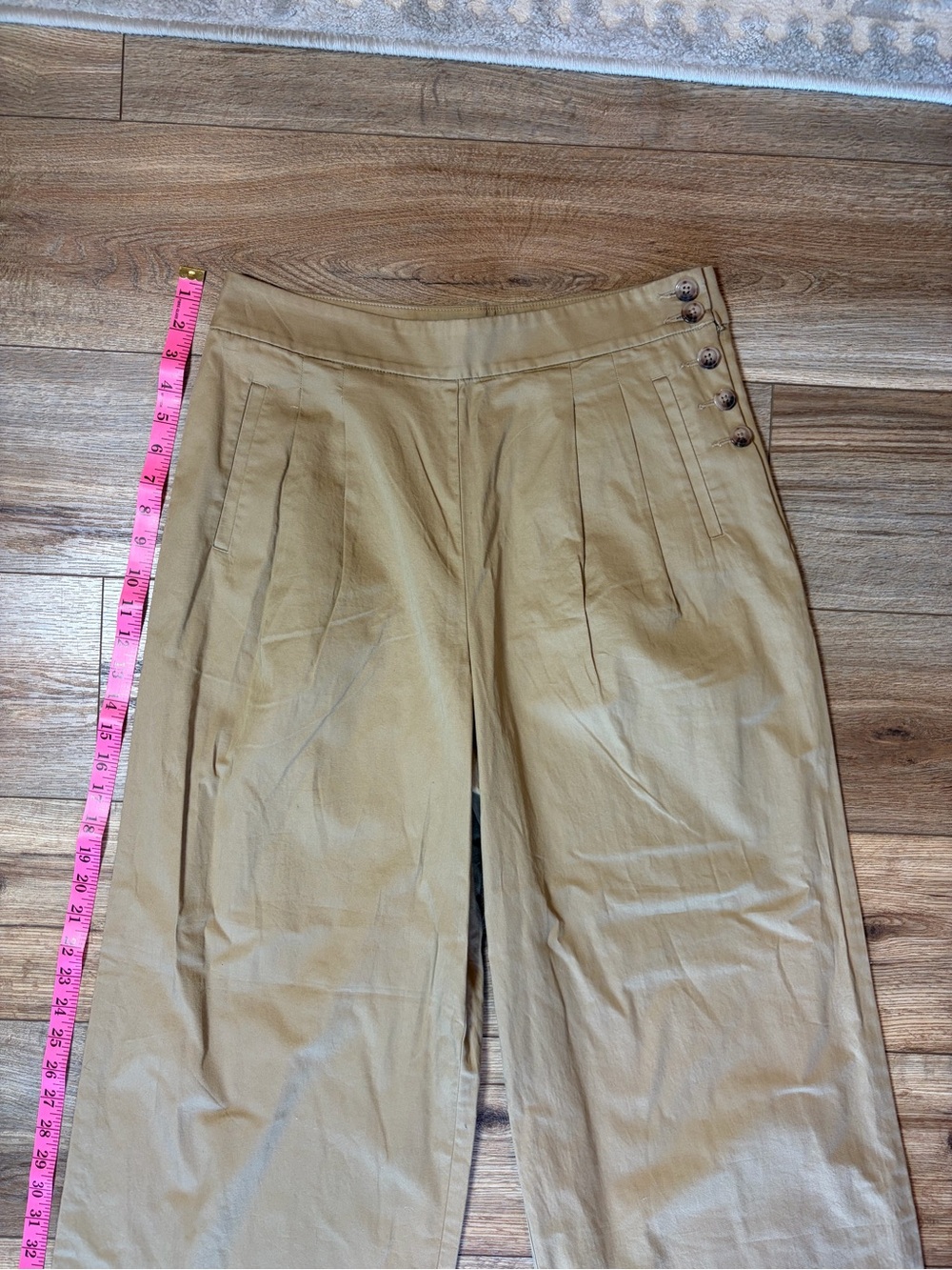 LOFT Sailor Button Light Academia Capsule Wardrobe Wide Leg Pants in Twill - Picture 6 of 13